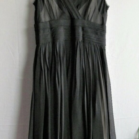 BANANA REPUBLIC Black Silk Chiffon Dress w/ slip Size 0 - Picture 4 of 6